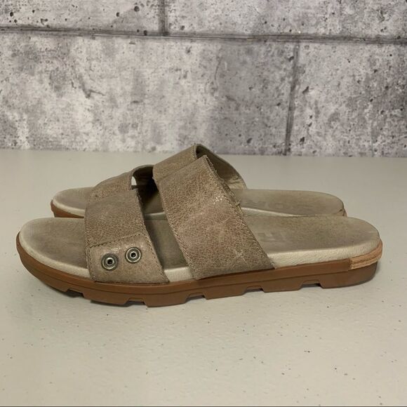 Sorel Torpeda Slide II Leather Sandals in Sahara Fossil - Picture 5 of 10